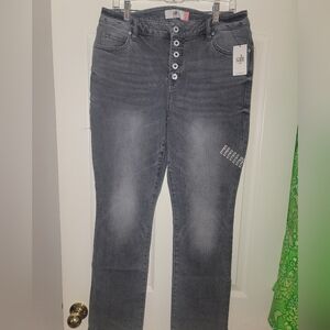 CAbi Button Fly Straight Steel Gray #4520 Sz 12 NWT